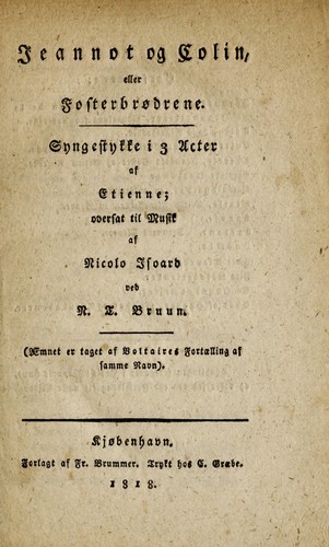 Cover for Jeannot og Colin, eller fosterbrodrene