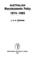 Cover for Australian macroeconomic policy, 1974-1985
