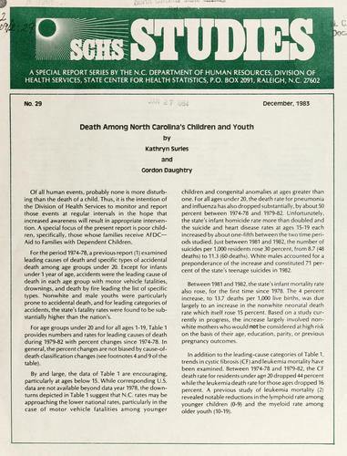 Cover for Death among North Carolina's children and youth