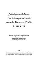 Cover for Les Echanges culturels entre la France et l'Italie de 1880 à 1918