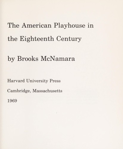Cover for The American playhouse in the eighteenth century