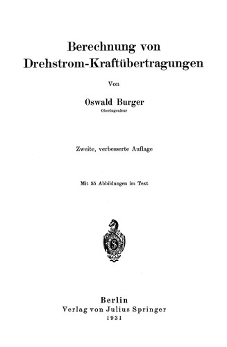 Cover for Berechnung von Drehstrom-Kraftübertragungen