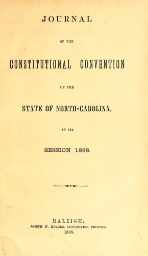 Cover for Journal of the Constitutional Convention of the state of North-Carolina
