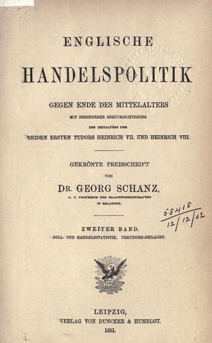 Cover for Englische Handelspolitik gegen Ende des Mittelalters