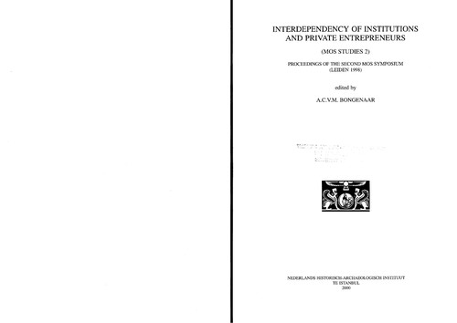 Cover for Interdependency of institutions and private entrepreneurs