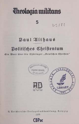 Cover for Politisches Christentum