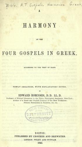 Cover for A harmony of the four gospels in Greek