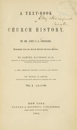 Cover for text-book of church history