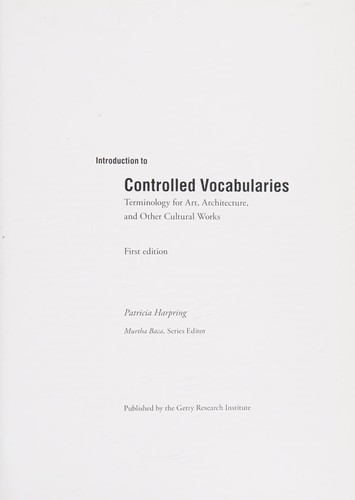 Cover for Introduction to controlled vocabularies