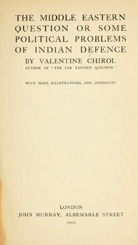 Cover for The middle eastern question