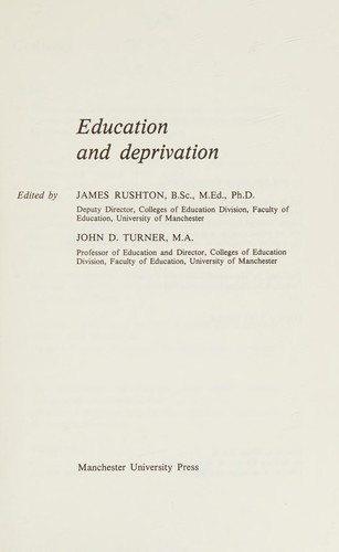 Cover for Education and deprivation