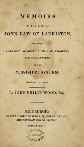 Cover for Memoir of the life of John Law of Lauriston ...