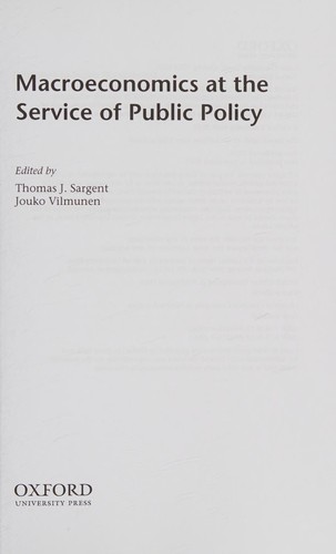 Cover for Macroeconomics at the Service of Public Policy