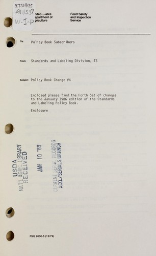 Cover for Standards and labeling policy book