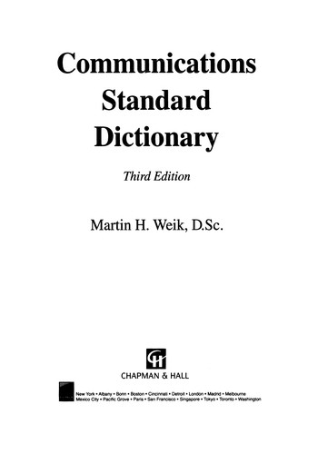 Cover for Communications Standard Dictionary