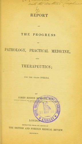 Cover for Report on the progress of pathology, practical medicine, and therapeutics, for the years 1842-3-4