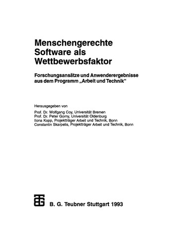 Cover for Menschengerechte Software als Wettbewerbsfaktor