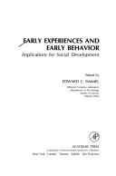 Cover for Early Experiences and Early Behaviour