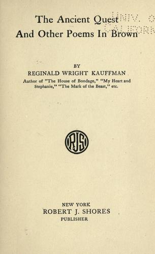 Cover for The ancient quest, and other poems in brown