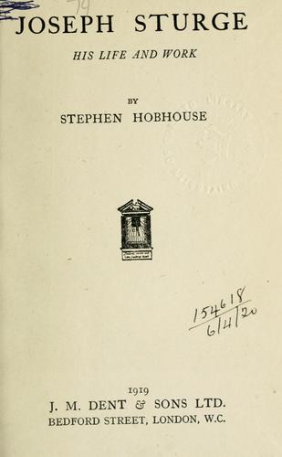 Cover for Joseph Sturge, his life and work.