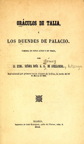 Cover for Oráculos de Talía, o, Los duendes de palacio