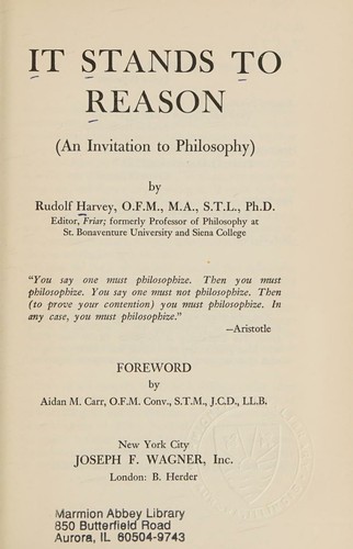Cover for It stands to reason