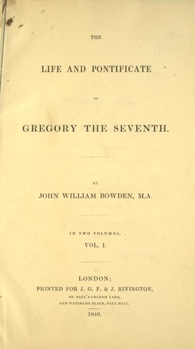 Cover for The life and pontificate of Gregory the Seventh
