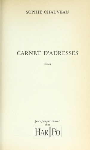 Cover for Carnet d'adresses