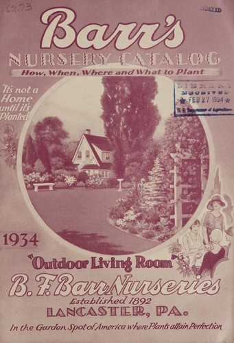 Cover for Barr's nursery catalog, 1934