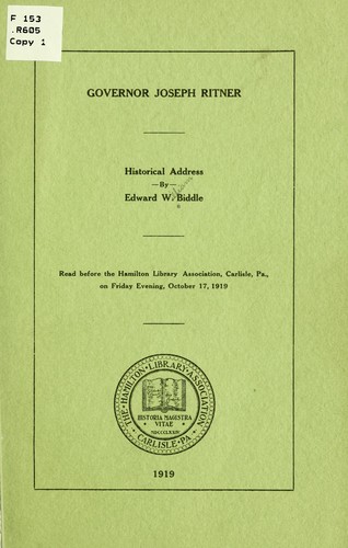 Cover for Governor Joseph Ritner