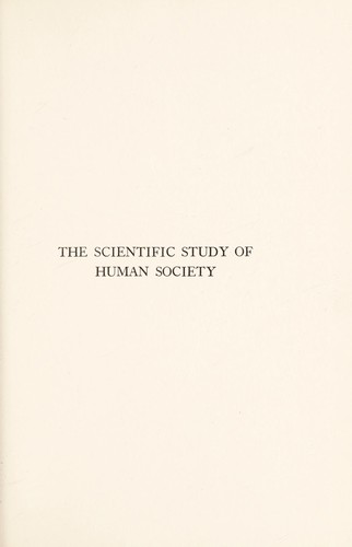 Cover for The scientific study of human society