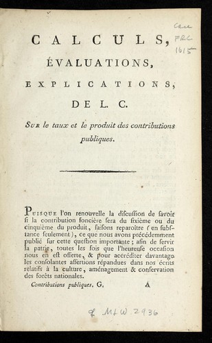 Cover for Calculs, e valuations, explications