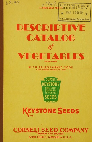 Cover for Descriptive catalog of vegetables with telegraphic code