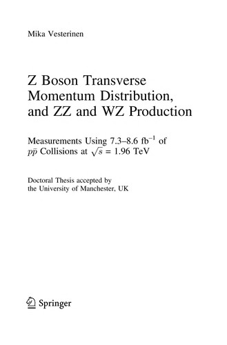 Cover for Z Boson Transverse Momentum Distribution, and ZZ and WZ Production