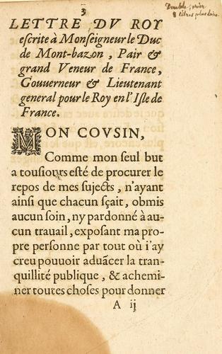 Cover for Lettre dv Roy, escritte a monseigneur le duc de Montbazon