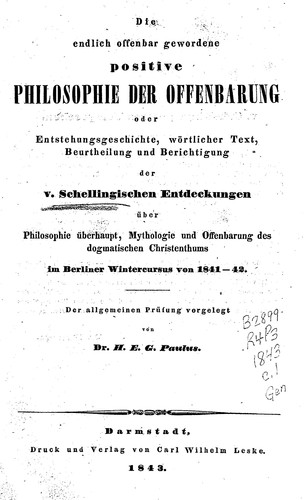 Cover for Die endlich offenbar gewordene positive Philosophie der Offenbarung