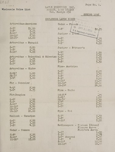 Cover for Wholesale price list, spring 1936