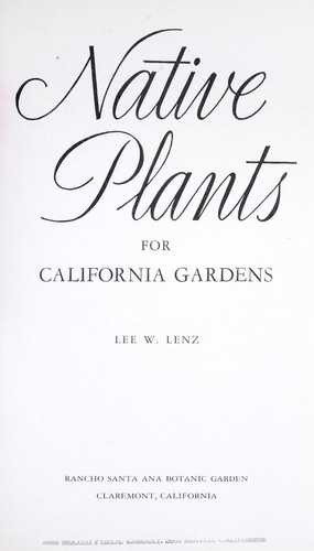Cover for Native plants for California gardens.