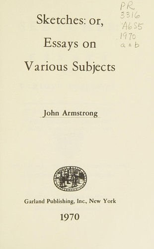 Cover for Sketches: or, Essays on various subjects.