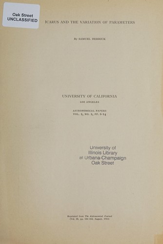 Cover for Icarus and the variation of parameters