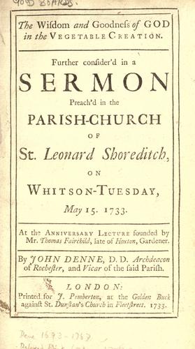 Cover for wisdom and goodness of God in the vegetable creation