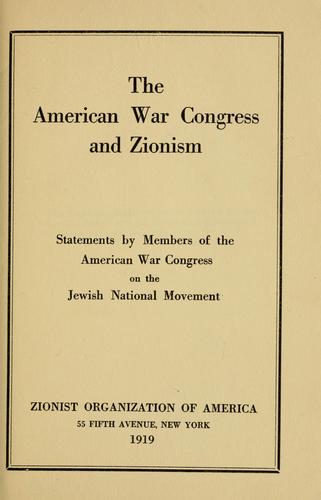 Cover for The American War Congress and Zionism