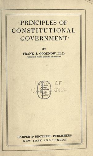 Cover for Principles of constitutional government