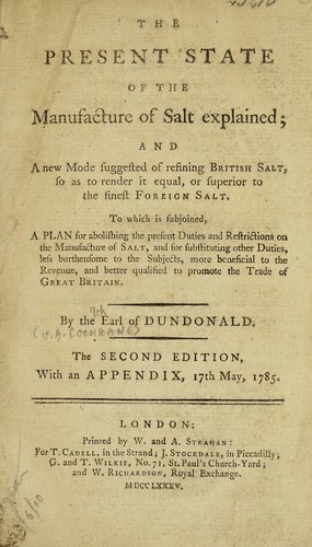 Cover for The present state of the manufacture of salt explained