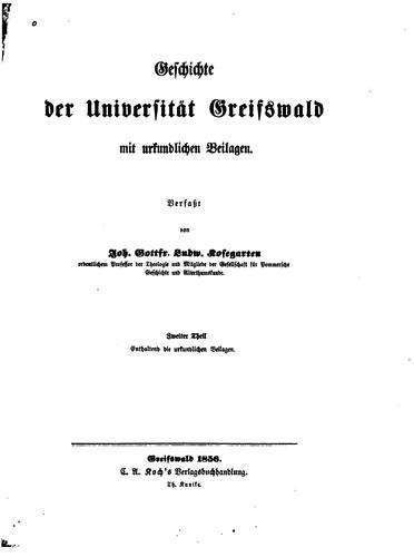 Cover for Geschichte der Universität Greifswald mit urkundlichen Beilagen
