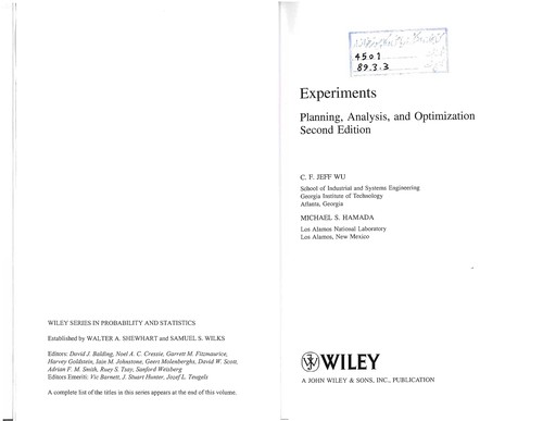 Cover for Experiments