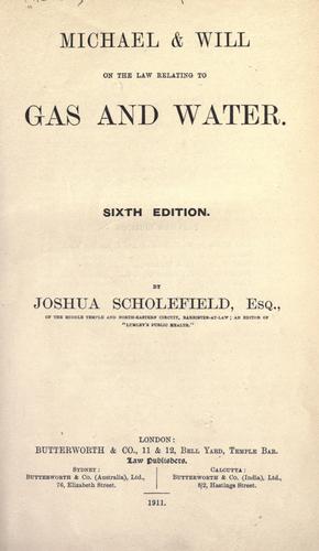 Cover for Michael & Will on the law relating to gas and water.