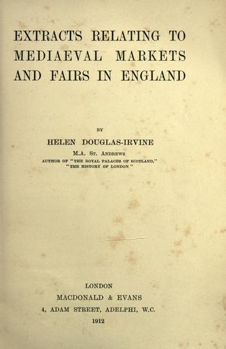 Cover for Extracts relating to mediaeval markets and fairs in England
