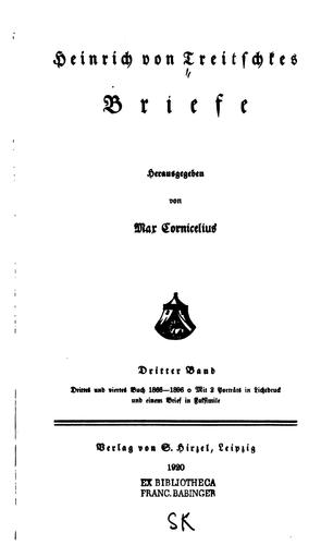 Cover for Heinrich von Treitschkes Briefe