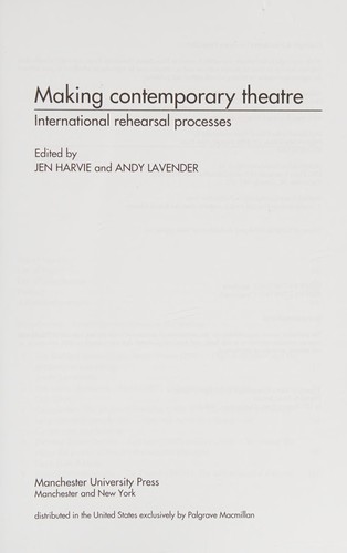 Cover for Making contemporary theatre